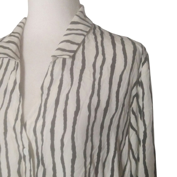 Cupshe Black Cream Vertical Stripe Button Front Shirt Dress Cover Up NWT Size XL - Picture 3 of 7